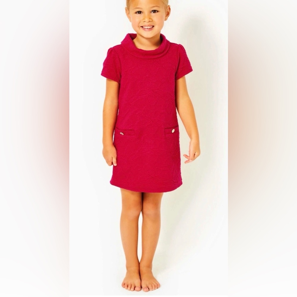 Lilly Pulitzer Girls Mini Daisee Shift Dress Poinsettia Red Knit Size L (8-10)